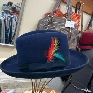 Alberto Celini vintage wool navy godfather fedora hat